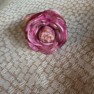Vintage pink Rose clip on ornament